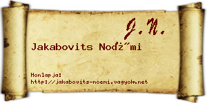 Jakabovits Noémi névjegykártya